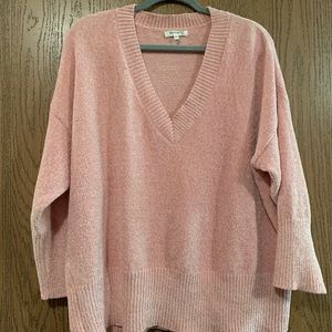 Soft V-Neck Pink Pullover Sweater